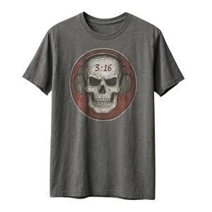 WWE Stone Cold 3:16 Skull T-Shirt Vintage 2XL Gray Headphones Graphic Retired